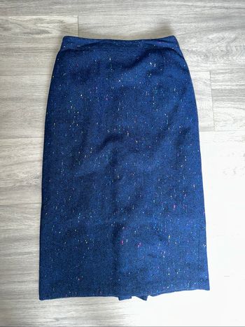 Jupe mouchetée tweed bleu marine multicolore Vintage T36 S