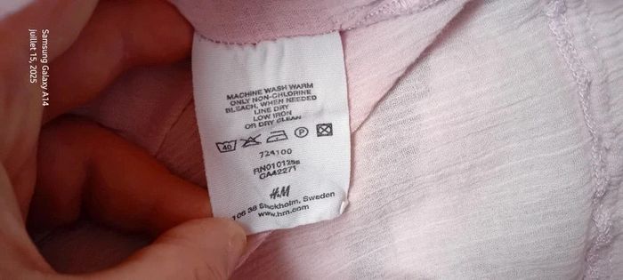 Blouse longue légère col V avec broderies aspect plissé rose femme 48/50 h&m BB - photo numéro 16