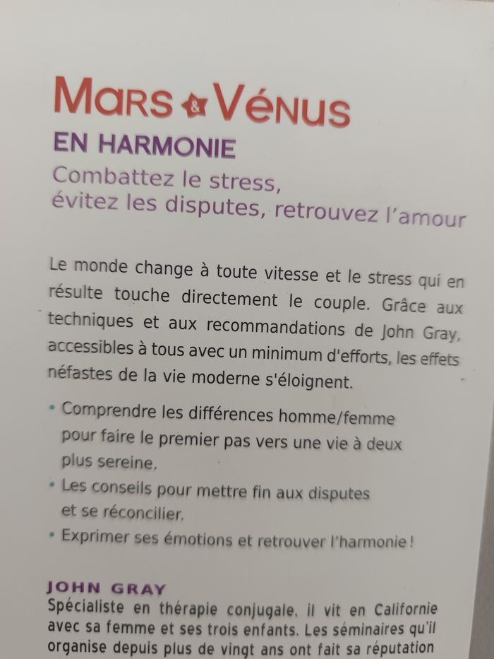 Livre Bien être Mars et Vénus en harmonie - photo numéro 3