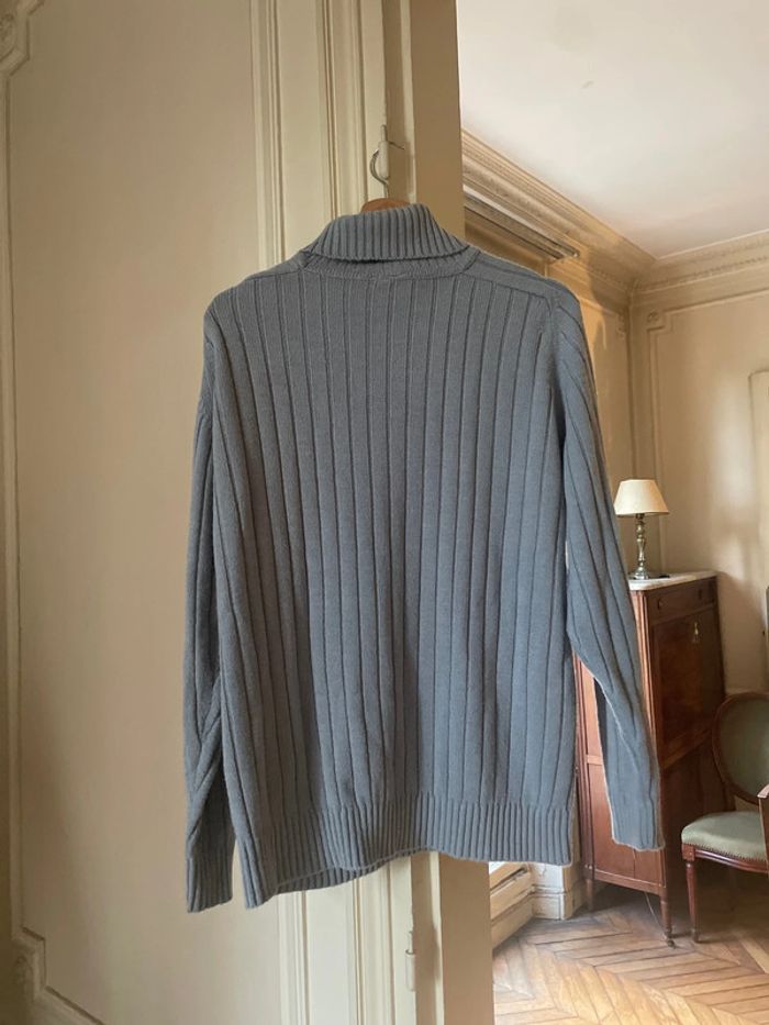 Pull Col Roulé vintage gris bleu Taille S - photo numéro 2