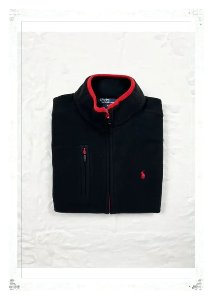 Ralph Lauren polaire sans manches noir et rouge homme taille M zippée - photo numéro 11