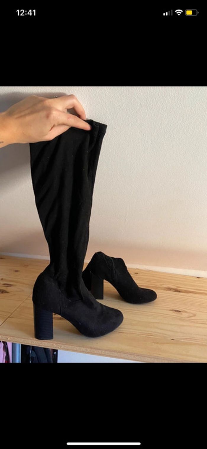 Bottes hautes en daim noir