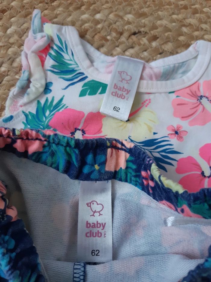 Ensemble fleurs colorées haut sans manches et short Baby Club 62 cm - photo numéro 5
