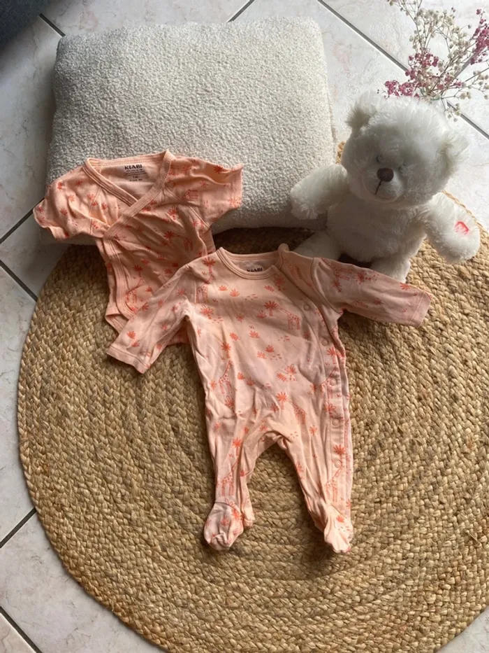 Ensemble body manche courte et pyjama coton - photo numéro 2