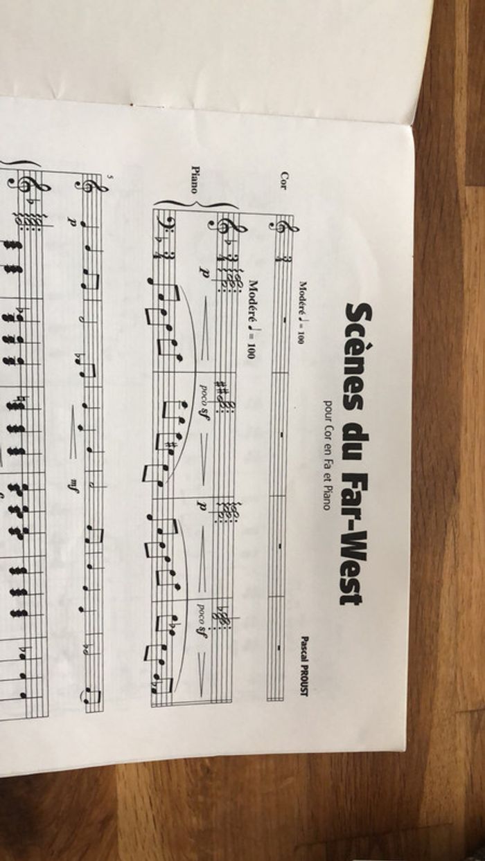 Partition cor et piano scènes du far-west pascal Proust état impeccable - photo numéro 3