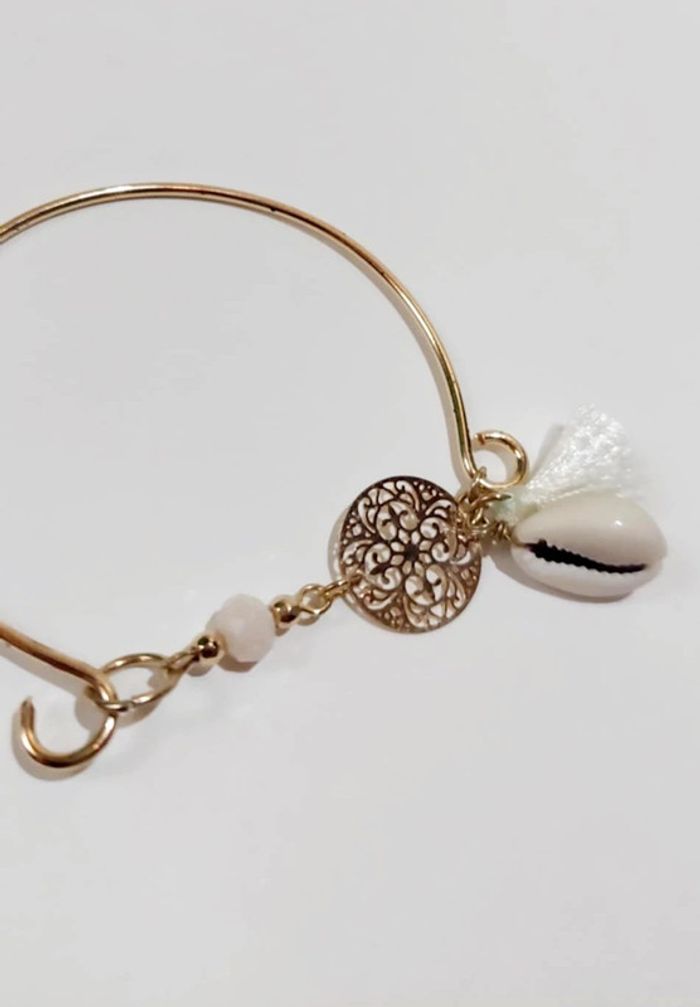 Bracelet jonc dorée coquillage moa - photo numéro 6