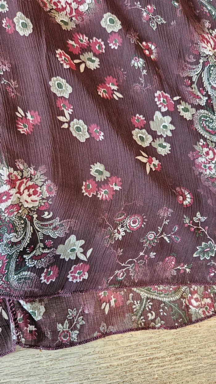 Robe d été en toile doublé mauve à manches courtes, Cassis, taille 38, neuve - photo numéro 5
