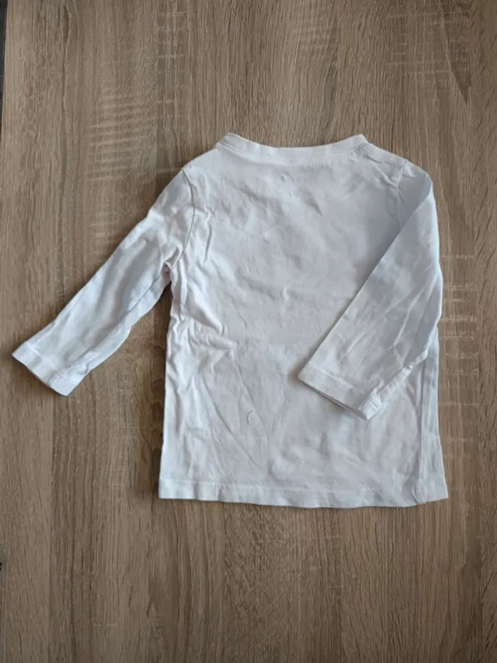Ensemble haut t-shirt manches longues blanc Pat et Ripaton et pantalon noir bébé 6 mois - photo numéro 3