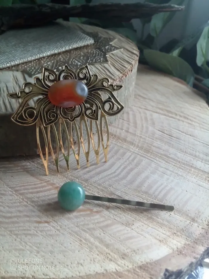 Lot barrettes en pierres naturelles