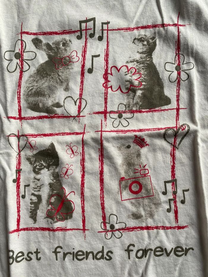 Tee shirt manches longues 6ans lapin et chat - photo numéro 2