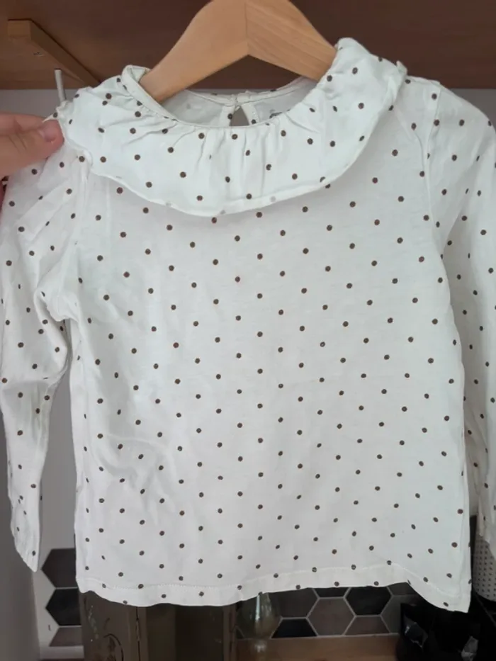 T-shirt col Claudine blancs plois dorée • La Redoute • 5 ans - photo numéro 3