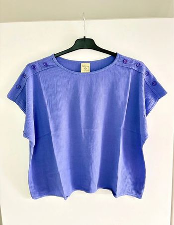 Blouse violette à manches courtes vintage 80s 42