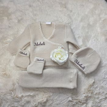 Tenue bébé 4 pièces maille beige 