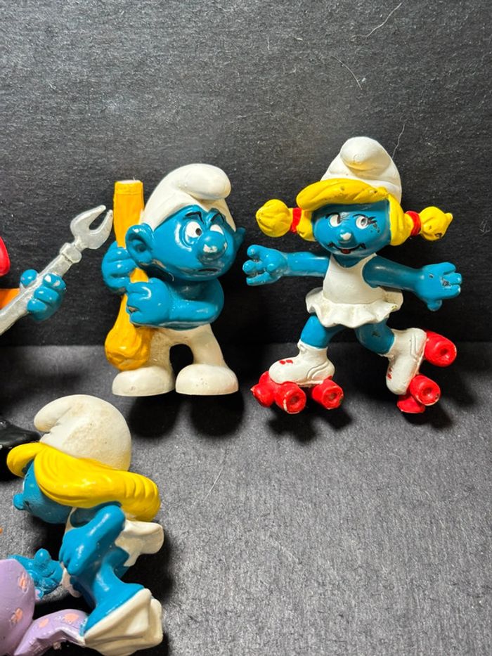 Lot de 5 figurines jouet schtroumpfs peyo schleich vintage - photo numéro 3
