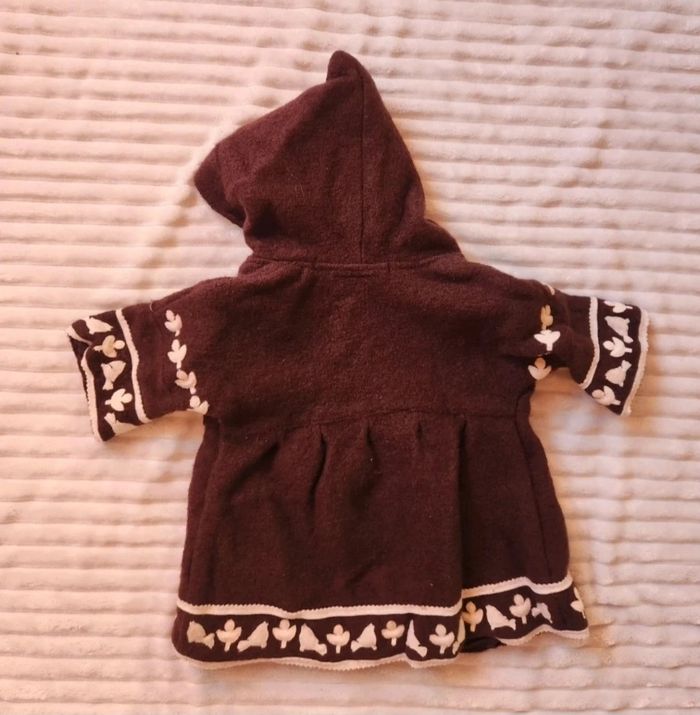 DPAM Manteau bébé fille 1 an – Laine marron chaud avec bonnet assorti - photo numéro 5