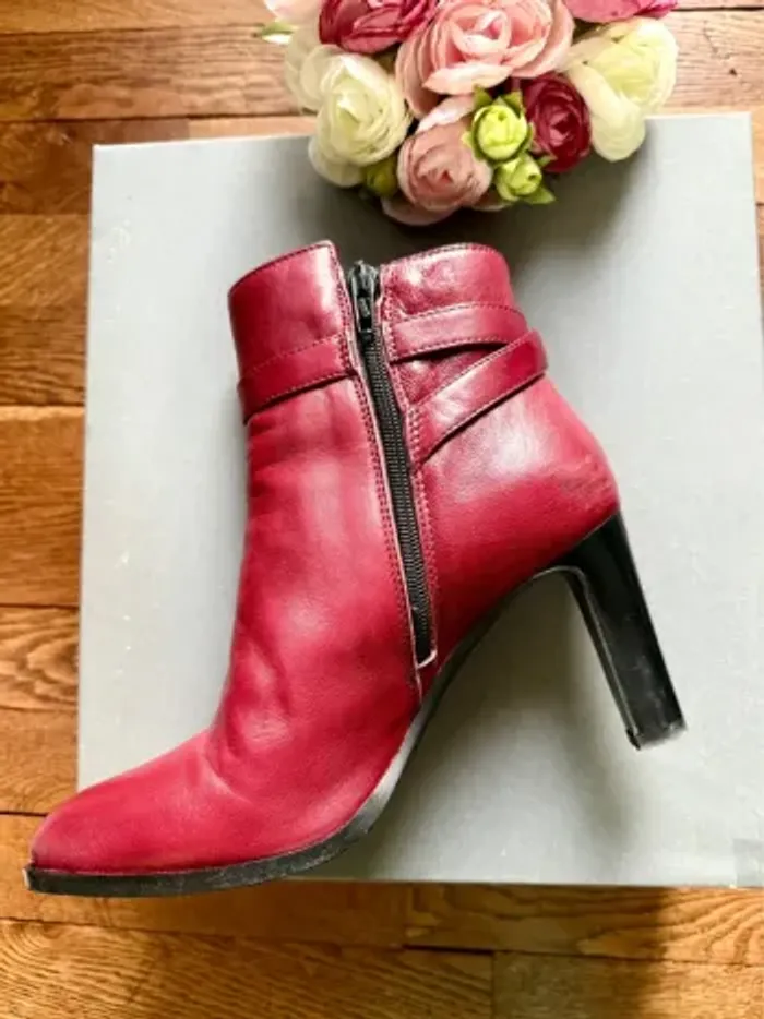 Boots bottines bordeaux Minelli cuir - photo numéro 3
