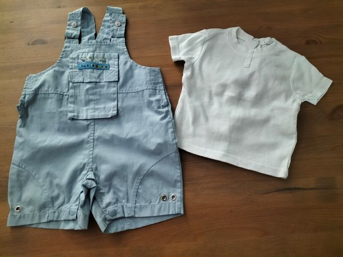 Salopette short et t-shirt 6 mois
