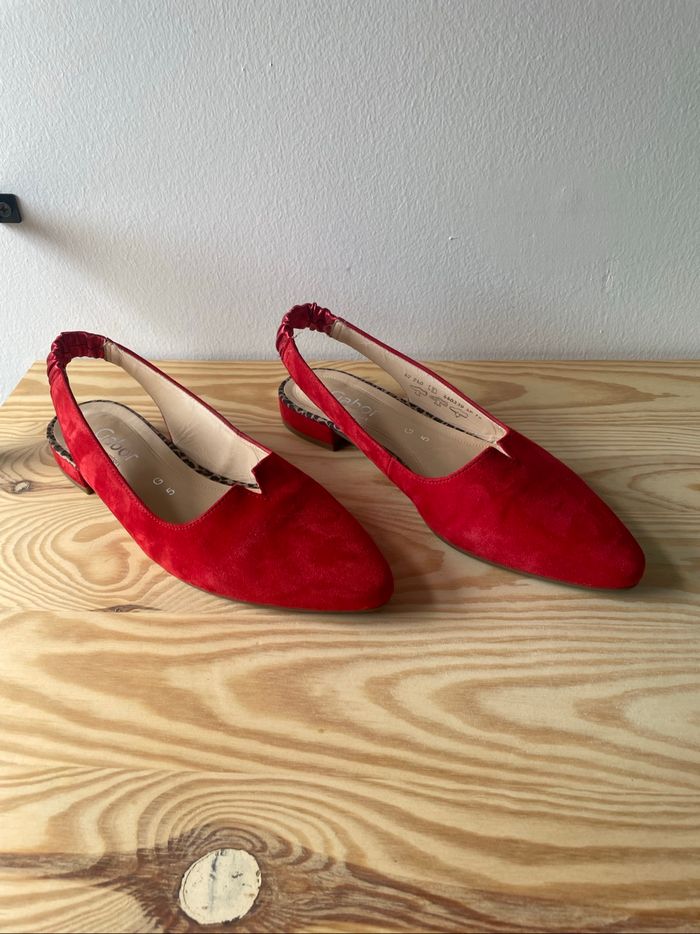 Ballerines gabor slingback cuir rouge - photo numéro 3