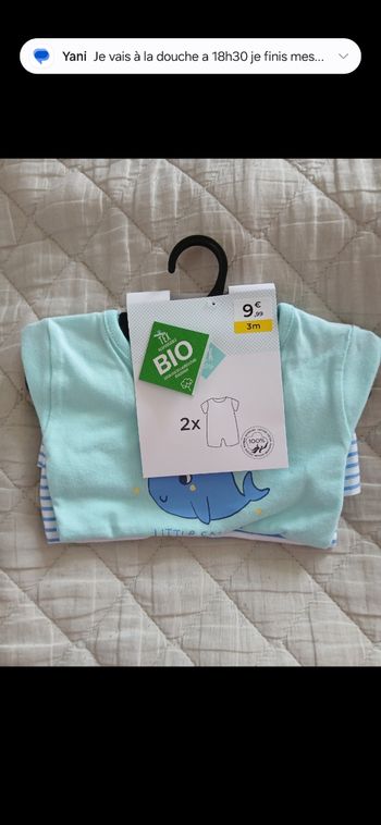 Lot 2 barboteuse combishort garçon tex baby 60 cm 3 mois