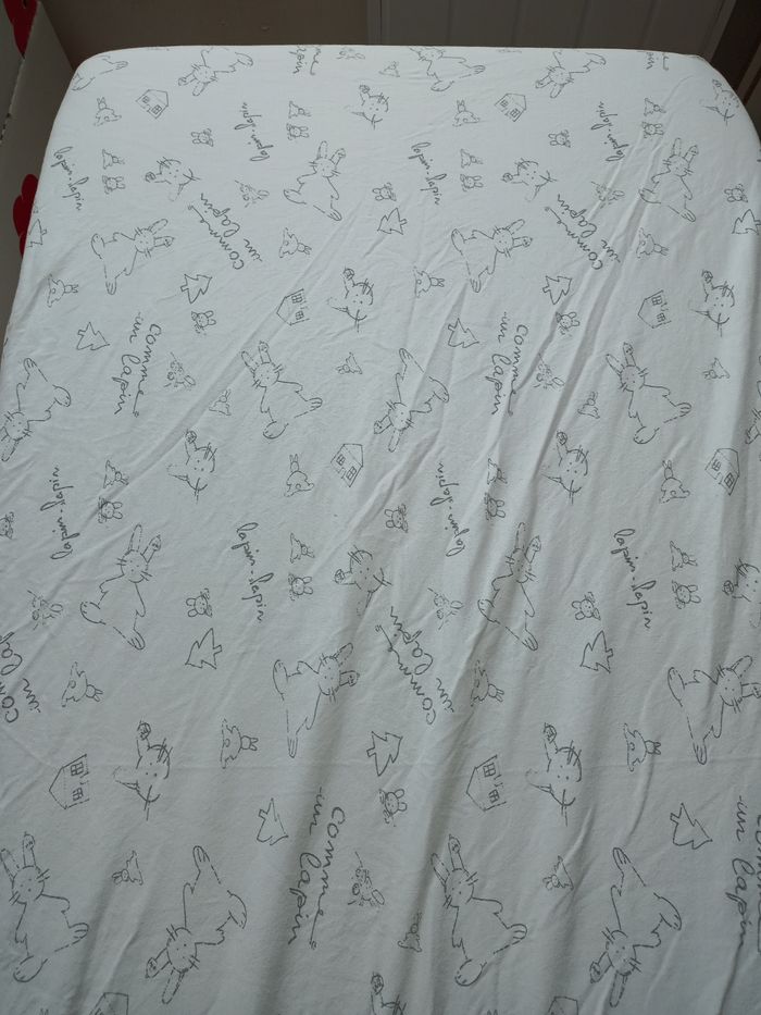 drap housse bébé 60x120cm
  blanc  lapin - photo numéro 6