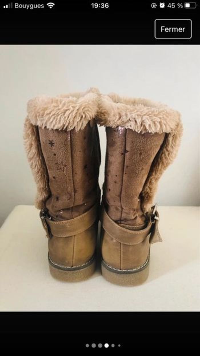 Paire de bottes enfant fille taille 34 fourrure bottines - photo numéro 4