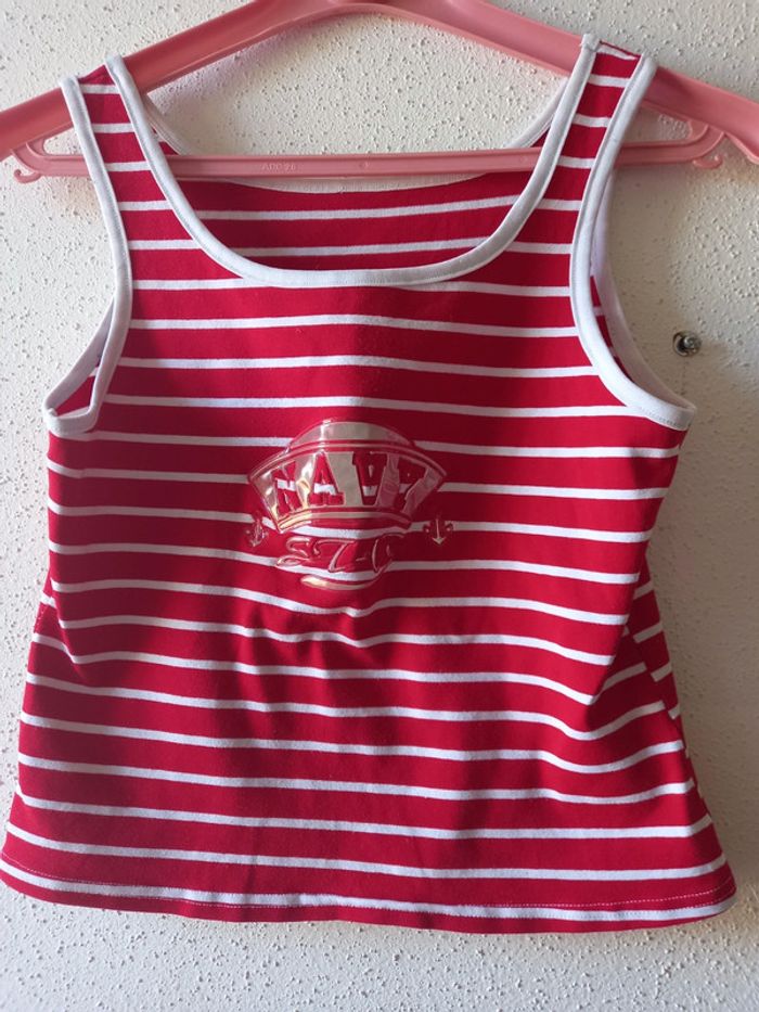 Debardeur rouge et blanc femme T; 36
