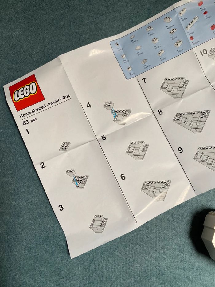Lego heart shaped jewerly box / boîte à bijoux cœur lego neuf avec notice - photo numéro 5