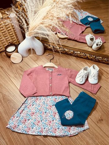 Taille 6 mois tenue 2p fille creeks rose pale et bleu * fleurs * 🎀
