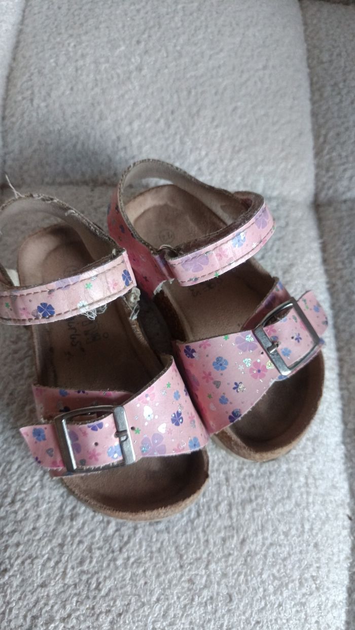 Sandale semelle liège motif fleuri taille 22 Chaussea - photo numéro 3