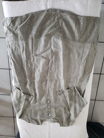 Robe courte  grise en lin