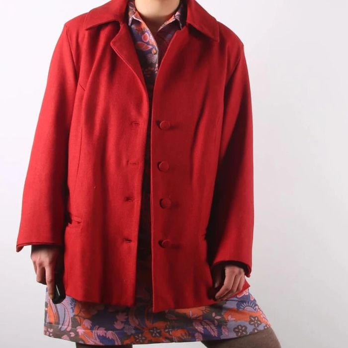 Délicieux Caban rouge vintage 70's en laine handmade (#23698) - photo numéro 2