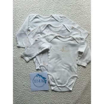 Lot de 3 bodies blancs motifs oies taille 18 mois Tex