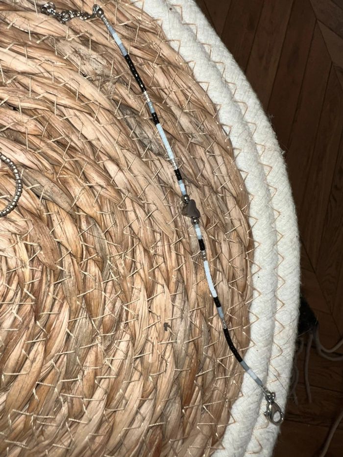 Bracelet Perle Femme neuf gris noir blanc cœur - photo numéro 2