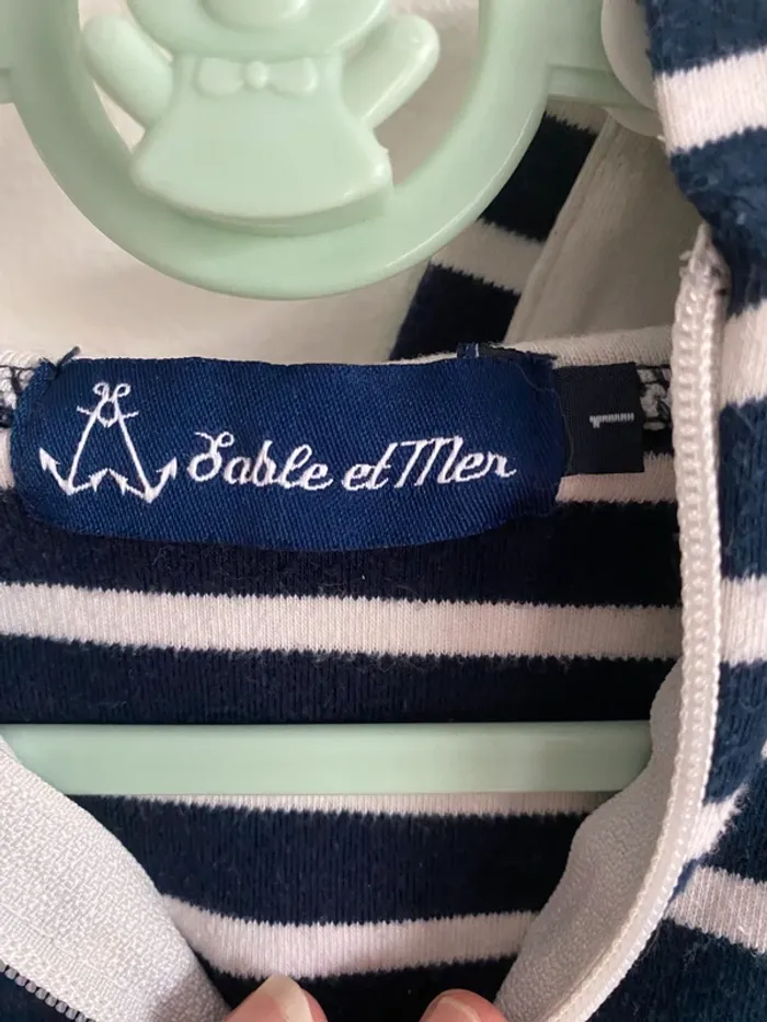 Sweat Zippé rayé style marinière à capuche Sable et Mer 12 mois - photo numéro 5