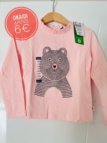 Tee-shirts Okaidi rose en 4ans neuf