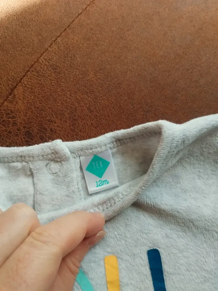 Pyjama velours 1 pièce garçon 12 mois - photo numéro 4