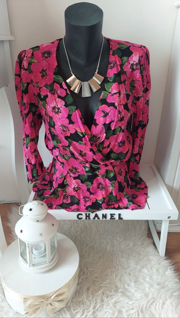 Blouse cache cœur romantique floral Zara T.S neuve 💐