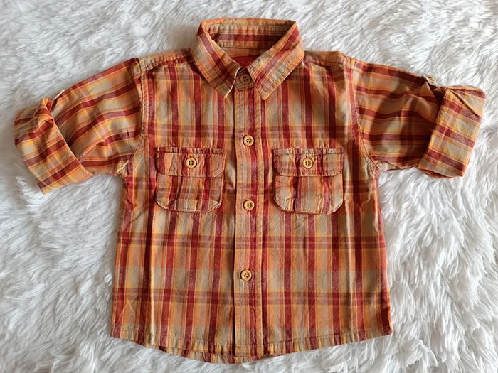 Chemise 2 en 1 manches longues et courtes à carreaux T. 12 mois Tissaia - photo numéro 2