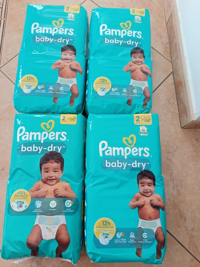 232 couches pampers baby dry taille 2 - photo numéro 2