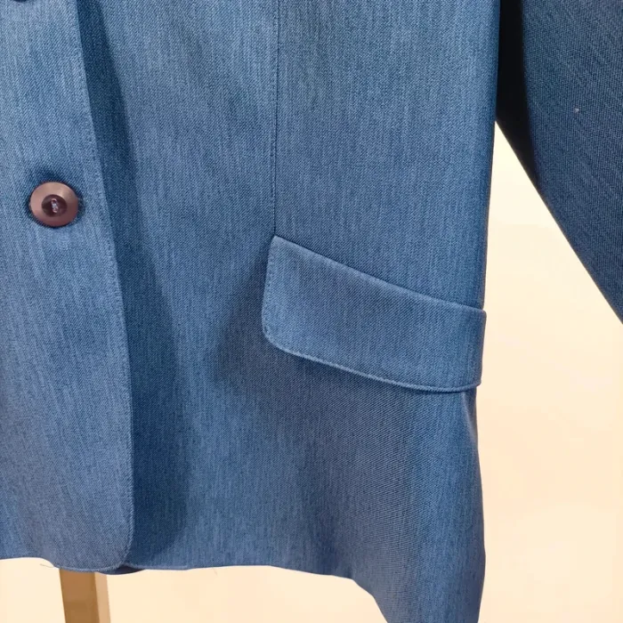 Tailleur vintage bleu Anouk 2 pièces – blazer et jupe boutonnée, taille 44 A1065 - photo numéro 8