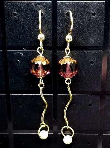 Boucles d'oreilles gold filled 14 K Couronne Picasso améthyste