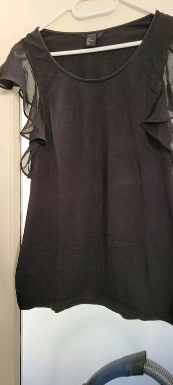 Tee shirt femme manche courte noir volant taille L H&M