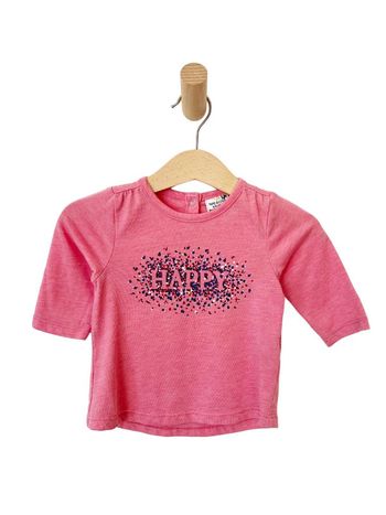 T-shirt rose à manches longues “Happy” - TAO 6 mois (68cm)