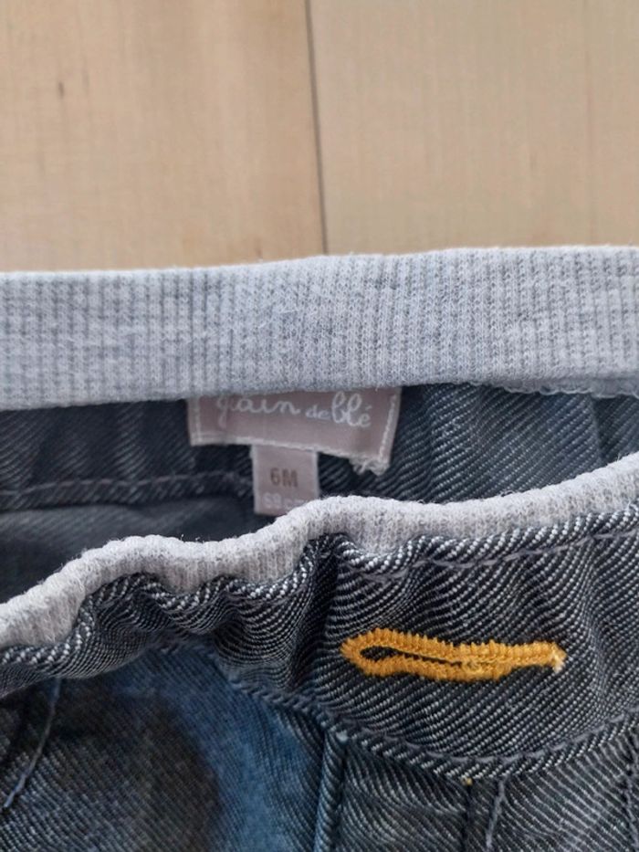 Jean gris bébé 6 mois grain de blé - photo numéro 2