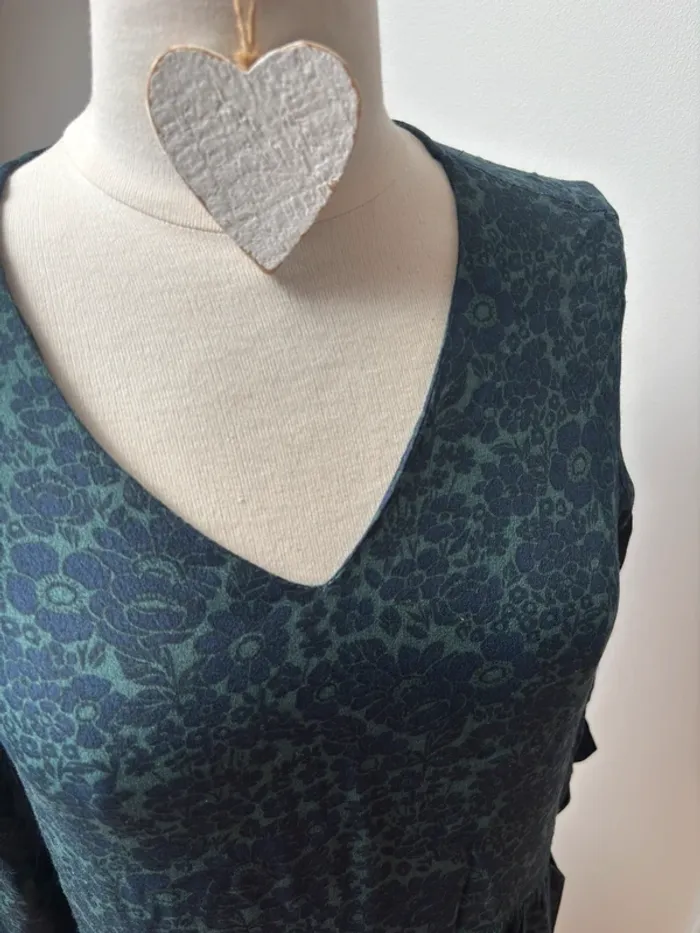 💙 Robe Monoprix mi-longue bleu marine et vert – T36 - photo numéro 10