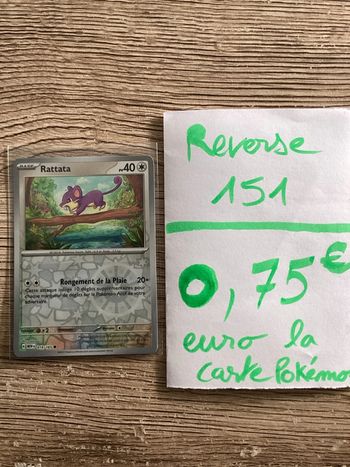 carte Pokémon rattata reverse 019/165 EV3.5 collection 151 FR neuf sortie de booster