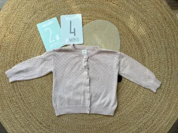 Gilet ajouré rose coton H&M 12 / 18 mois équivalent 24 mois 2 ans