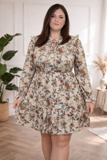 Robe manches longues bohème beige poudré et multicolore Femme taille 54 marque Boohoo 💍 