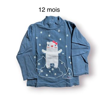 DPAM T-shirt manches longues Ourson bleu Taille 12 mois