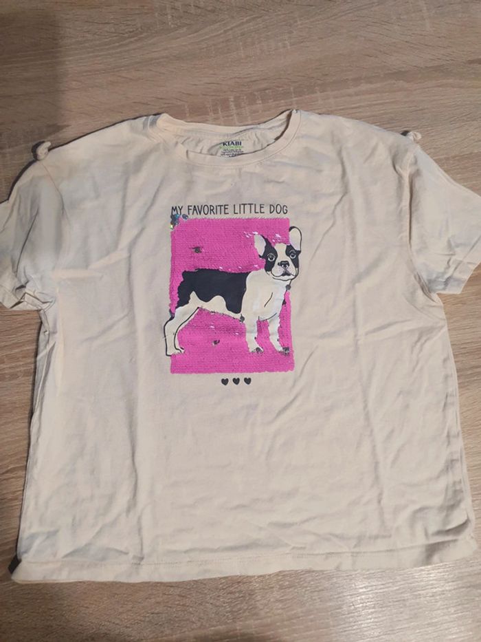 T-shirt bouledogue sequin
